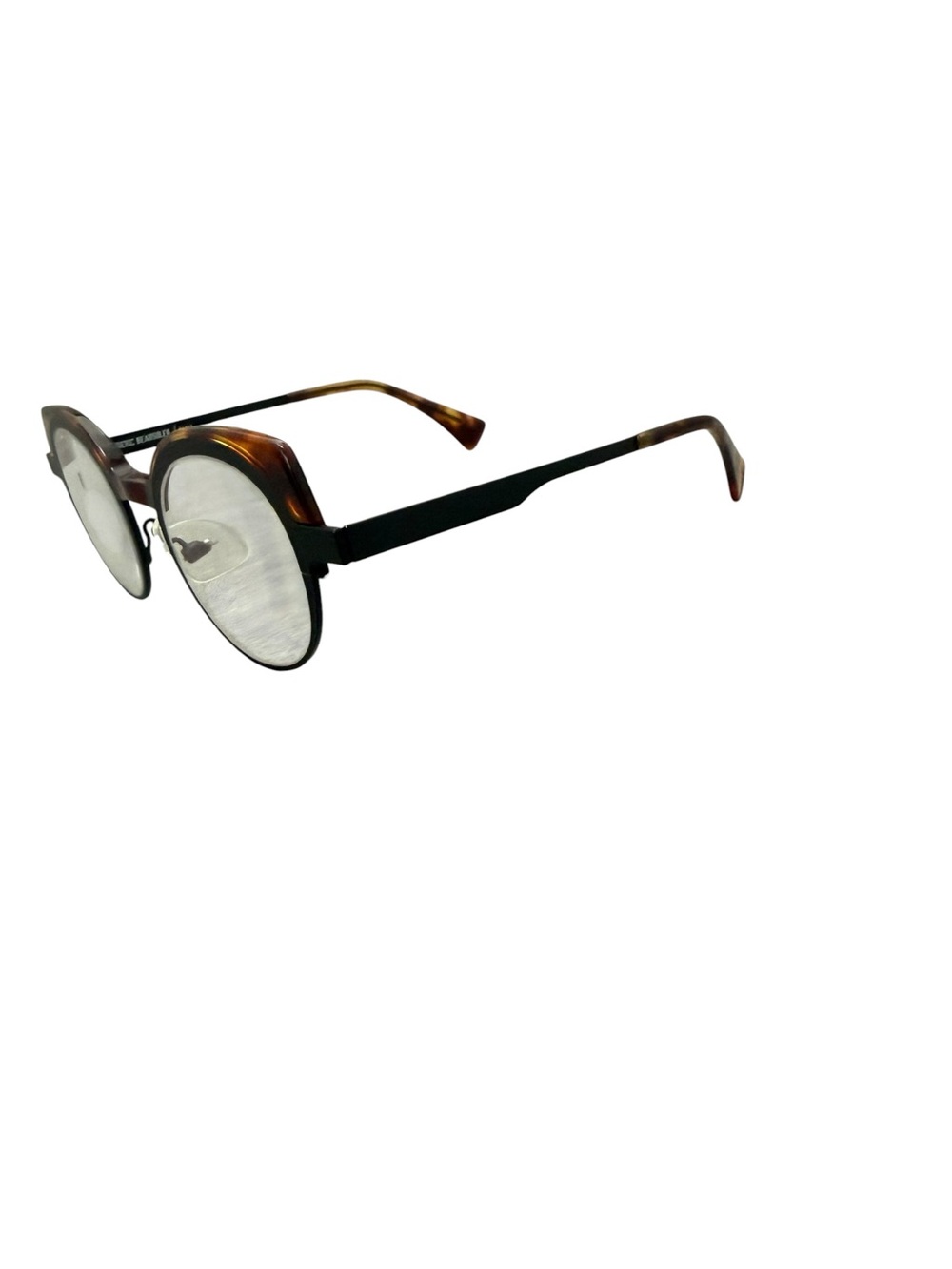 Frederic Beausoleil Round Tortoiseshell and Black Glasses Frames - Picture 2 of 6